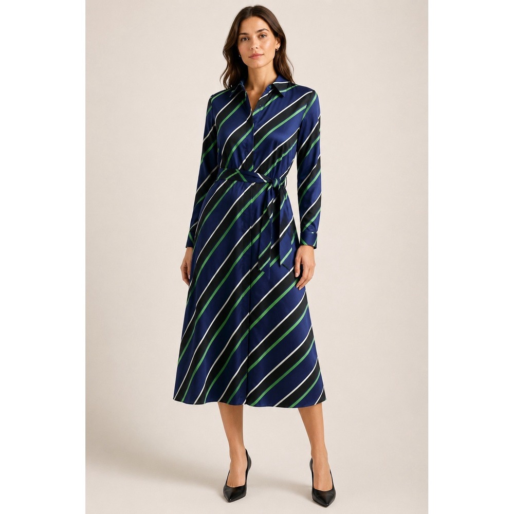 NWT‎ Mads Nørgaard Copenhagen Soft Satina Stripe Dress EU 36 Belted U.S. Size 4